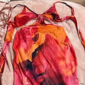 Pink and orange tie dye dress. GENTLY WORN!